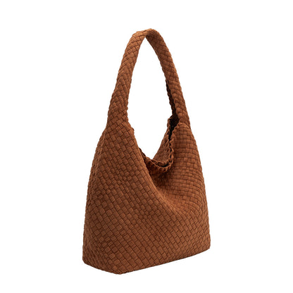 Tan Johanna Large Recycled Vegan Suede Shoulder Bag - Melie Bianco