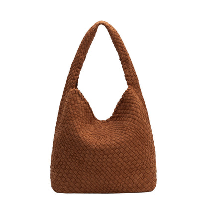 Tan Johanna Large Recycled Vegan Suede Shoulder Bag - Melie Bianco