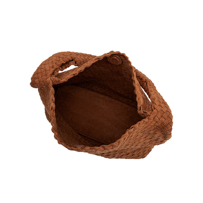 Tan Johanna Large Recycled Vegan Suede Shoulder Bag - Melie Bianco