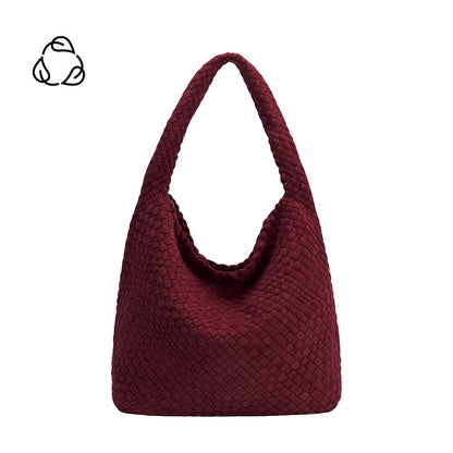 Burgundy Johanna Large Recycled Vegan Suede Shoulder Bag - Melie Bianco