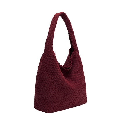 Burgundy Johanna Large Recycled Vegan Suede Shoulder Bag - Melie Bianco