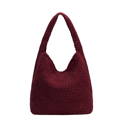 Burgundy Johanna Large Recycled Vegan Suede Shoulder Bag - Melie Bianco