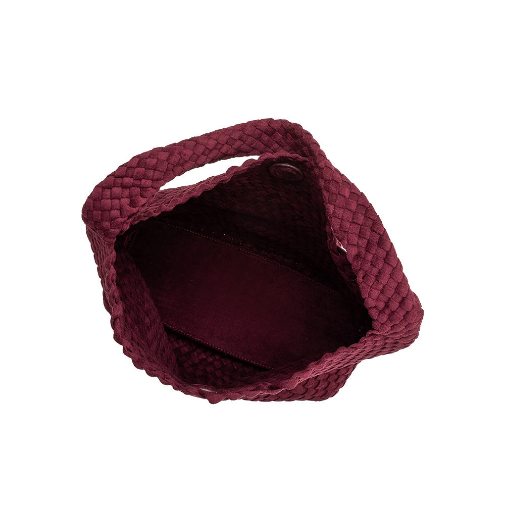 Burgundy Johanna Large Recycled Vegan Suede Shoulder Bag - Melie Bianco