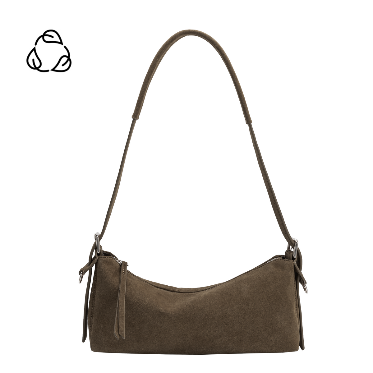 Olive Valeria Recycled Vegan Suede Shoulder Bag - Melie Bianco