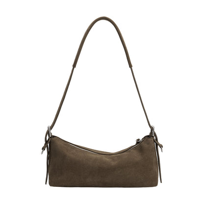 Olive Valeria Recycled Vegan Suede Shoulder Bag - Melie Bianco