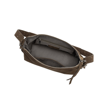 Olive Valeria Recycled Vegan Suede Shoulder Bag - Melie Bianco