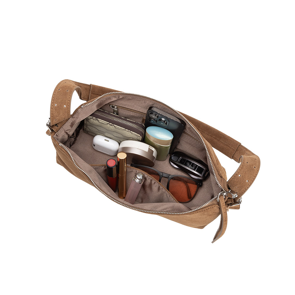 Olive Valeria Recycled Vegan Suede Shoulder Bag - Melie Bianco