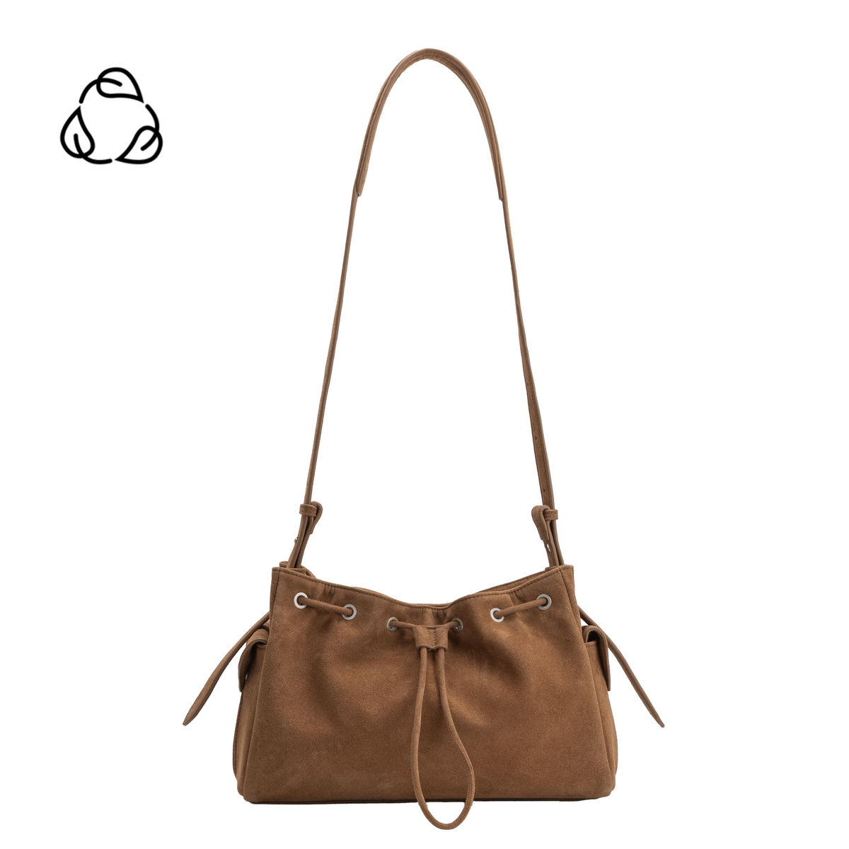 Camel Rhuby Recycled Vegan Suede Shoulder Bag - Melie Bianco