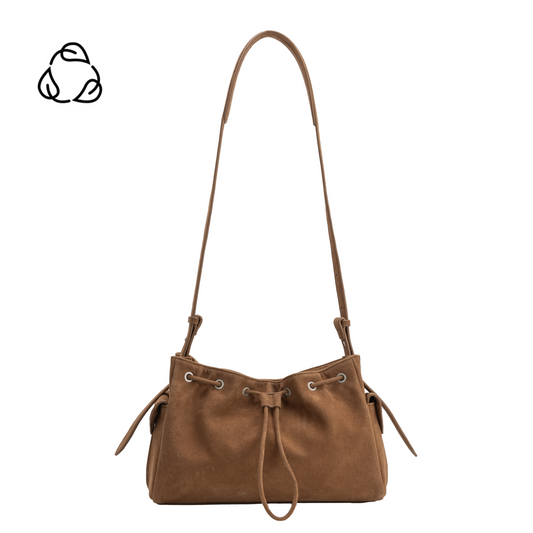 Camel Rhuby Recycled Vegan Suede Shoulder Bag - Melie Bianco