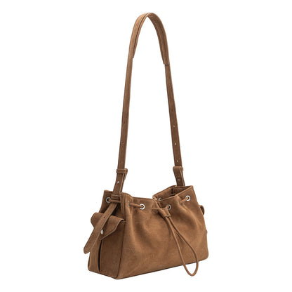 Camel Rhuby Recycled Vegan Suede Shoulder Bag - Melie Bianco