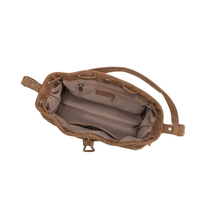 Camel Rhuby Recycled Vegan Suede Shoulder Bag - Melie Bianco