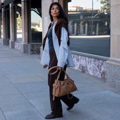 Olive Rhuby Recycled Vegan Suede Shoulder Bag - Melie Bianco