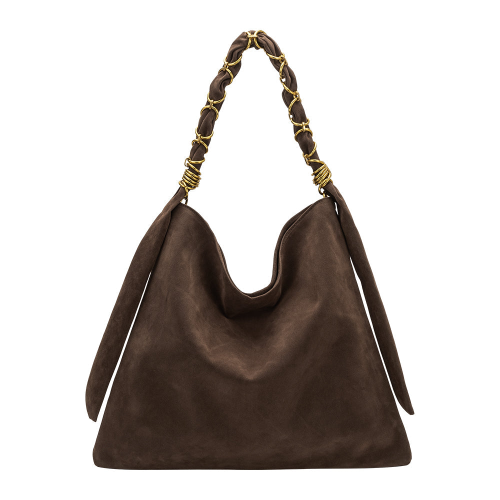 Espresso Venus Recycled Vegan Suede Tote Bag - Melie Bianco
