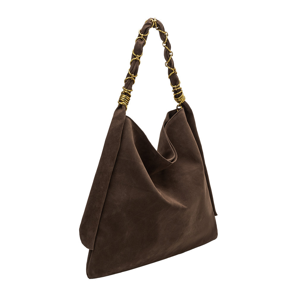 Espresso Venus Recycled Vegan Suede Tote Bag - Melie Bianco