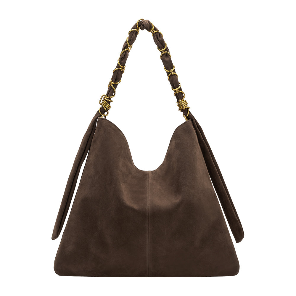 Espresso Venus Recycled Vegan Suede Tote Bag - Melie Bianco