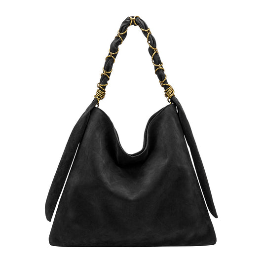 Black Venus Recycled Vegan Suede Tote Bag - Melie Bianco