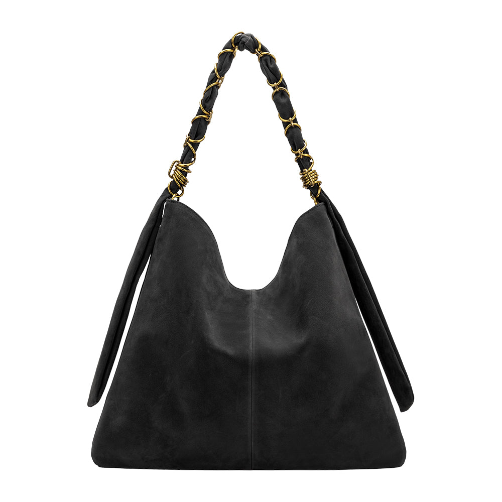 Black Venus Recycled Vegan Suede Tote Bag - Melie Bianco