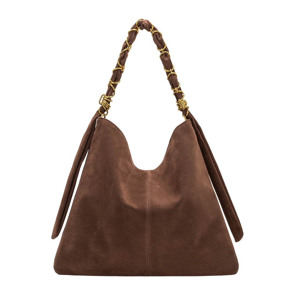 Chocolate Venus Recycled Vegan Suede Tote Bag - Melie Bianco