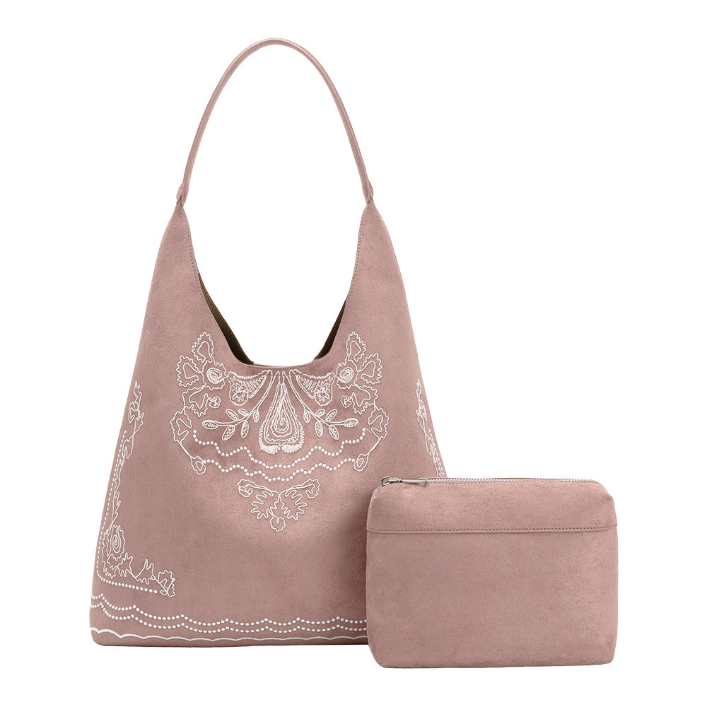 Mauve Eunice Vegan Suede Tote Bag - Melie Bianco