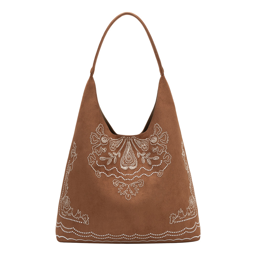 Tan Eunice Vegan Suede Tote Bag - Melie Bianco