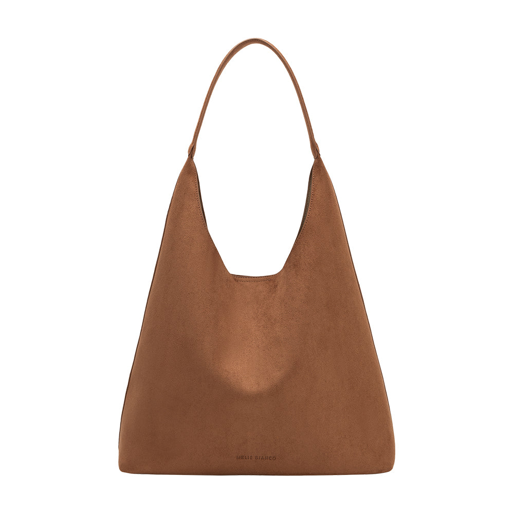 Tan Eunice Vegan Suede Tote Bag - Melie Bianco