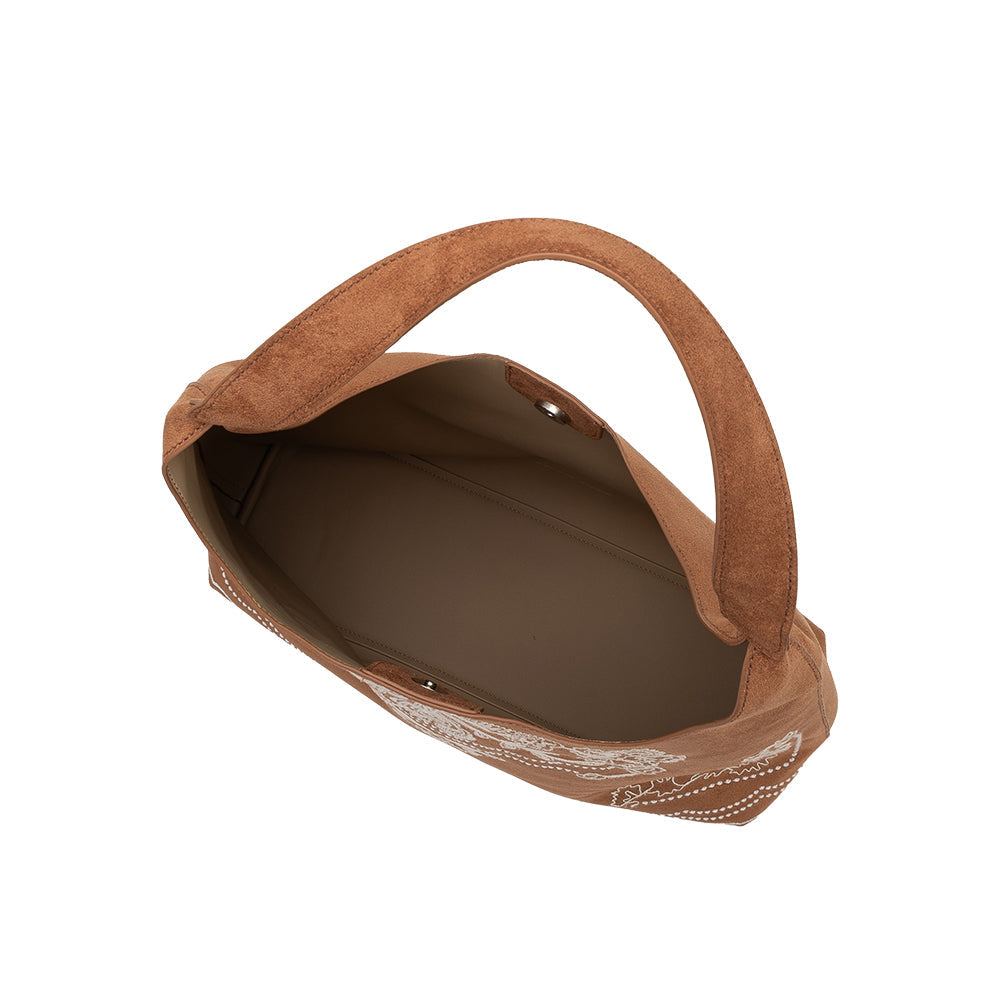 Tan Eunice Vegan Suede Tote Bag - Melie Bianco