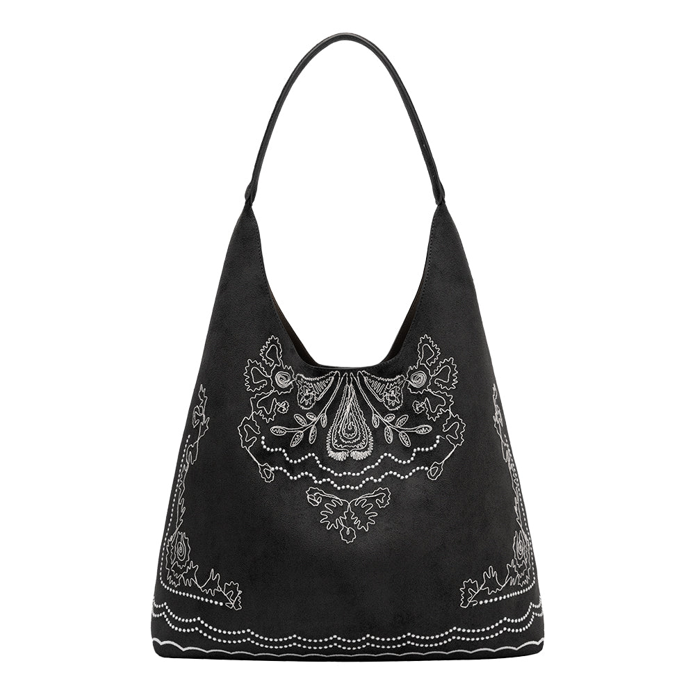 Black Eunice Vegan Suede Tote Bag - Melie Bianco