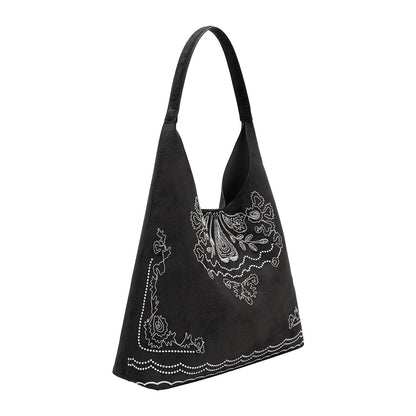 Black Eunice Vegan Suede Tote Bag - Melie Bianco