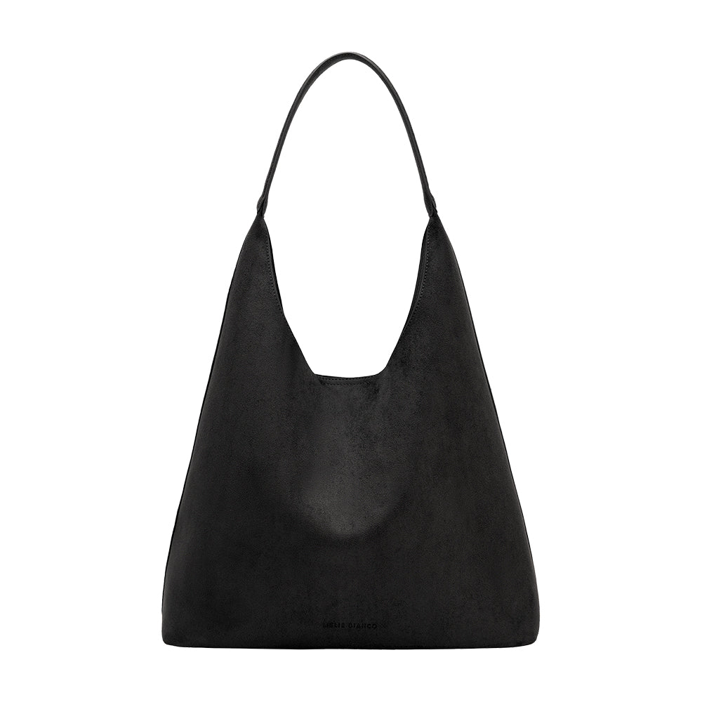 Black Eunice Vegan Suede Tote Bag - Melie Bianco