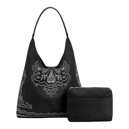 Black Eunice Vegan Suede Tote Bag - Melie Bianco