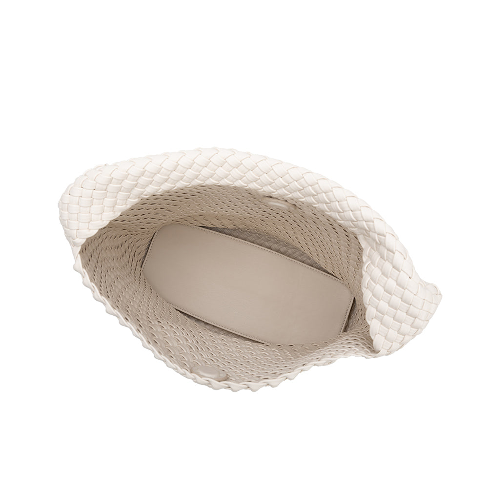 White Johanna Large Recycled Vegan Leather Shoulder Bag - Melie Bianco