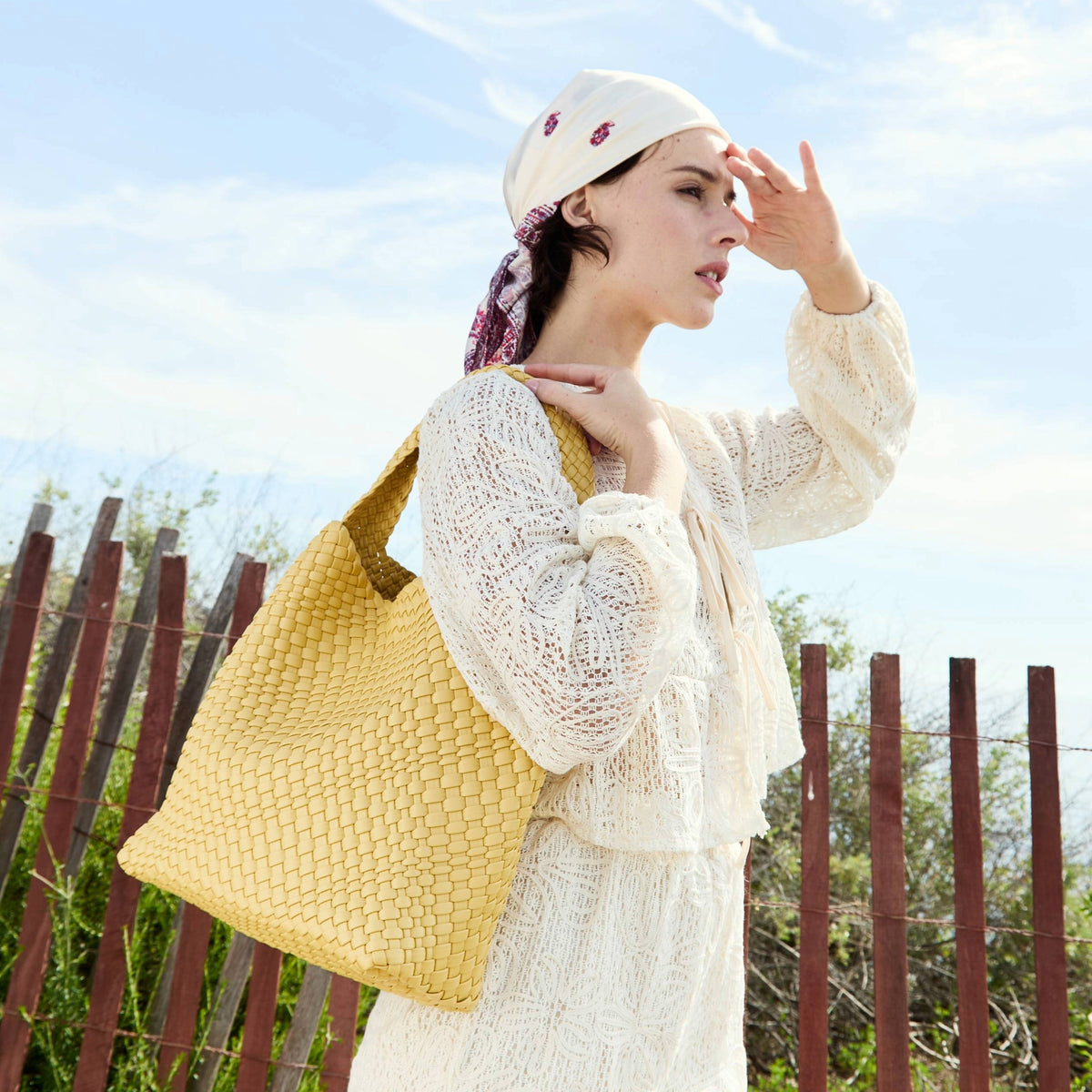 White Johanna Large Recycled Vegan Leather Shoulder Bag - Melie Bianco