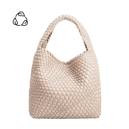 Ivory Johanna Large Recycled Vegan Leather Shoulder Bag - Melie Bianco