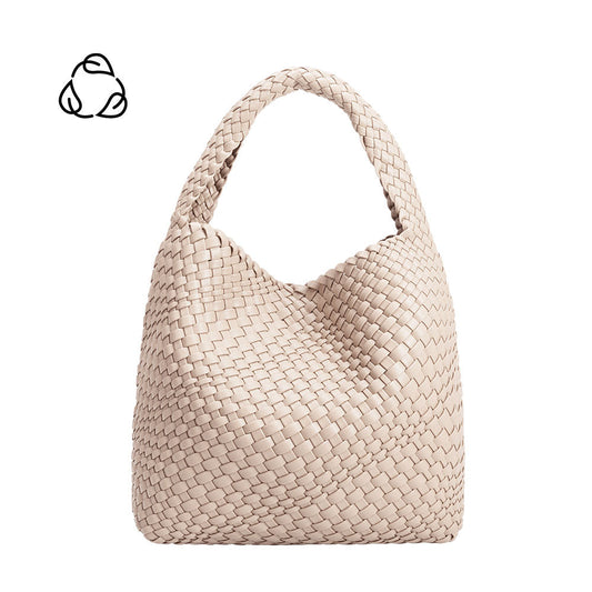 Ivory Johanna Large Recycled Vegan Leather Shoulder Bag - Melie Bianco