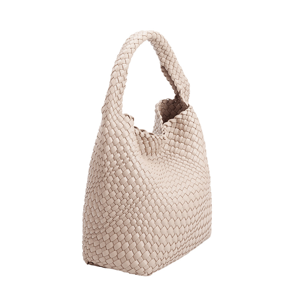 Ivory Johanna Large Recycled Vegan Leather Shoulder Bag - Melie Bianco