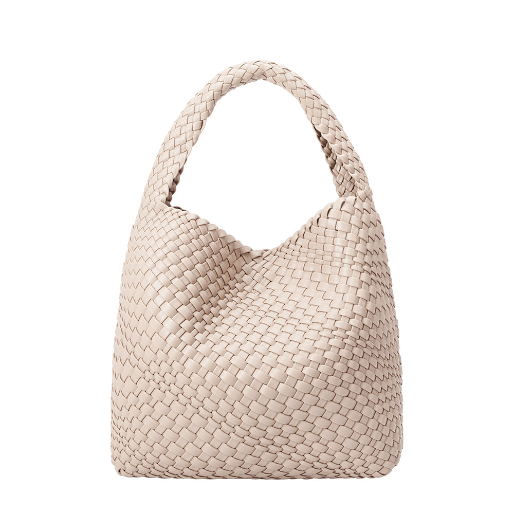 Ivory Johanna Large Recycled Vegan Leather Shoulder Bag - Melie Bianco