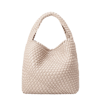 Ivory Johanna Large Recycled Vegan Leather Shoulder Bag - Melie Bianco