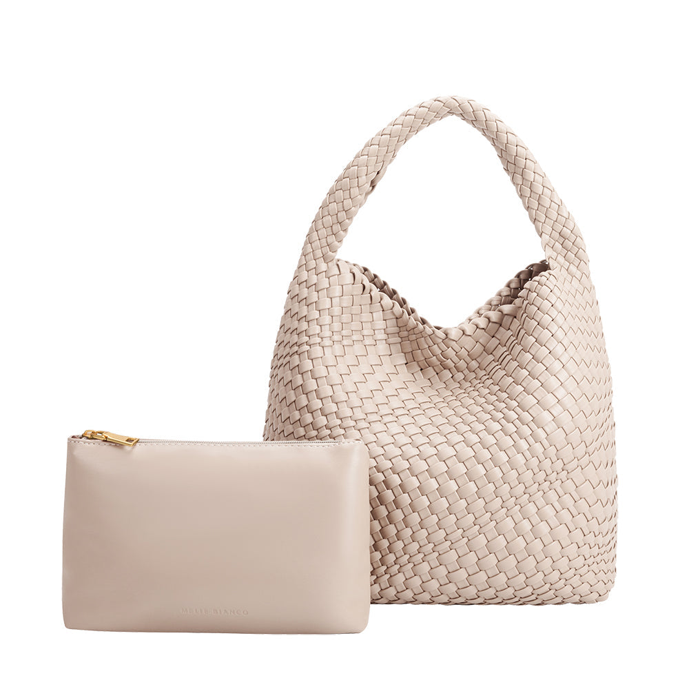 Ivory Johanna Large Recycled Vegan Leather Shoulder Bag - Melie Bianco