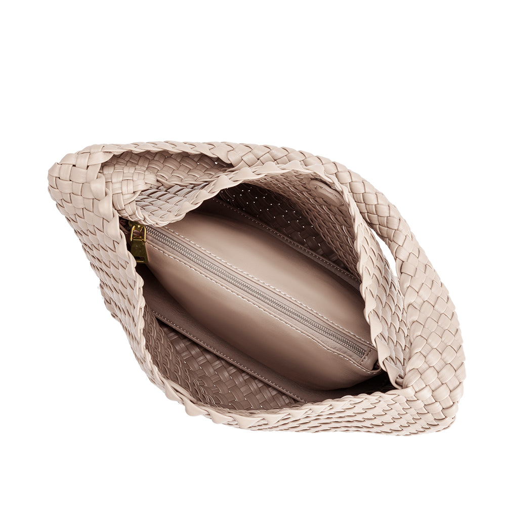 Ivory Johanna Large Recycled Vegan Leather Shoulder Bag - Melie Bianco