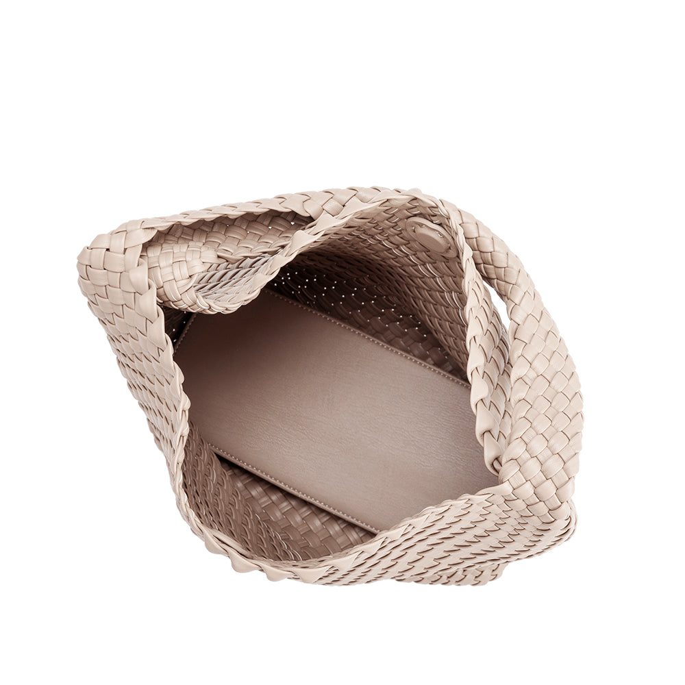 Ivory Johanna Large Recycled Vegan Leather Shoulder Bag - Melie Bianco