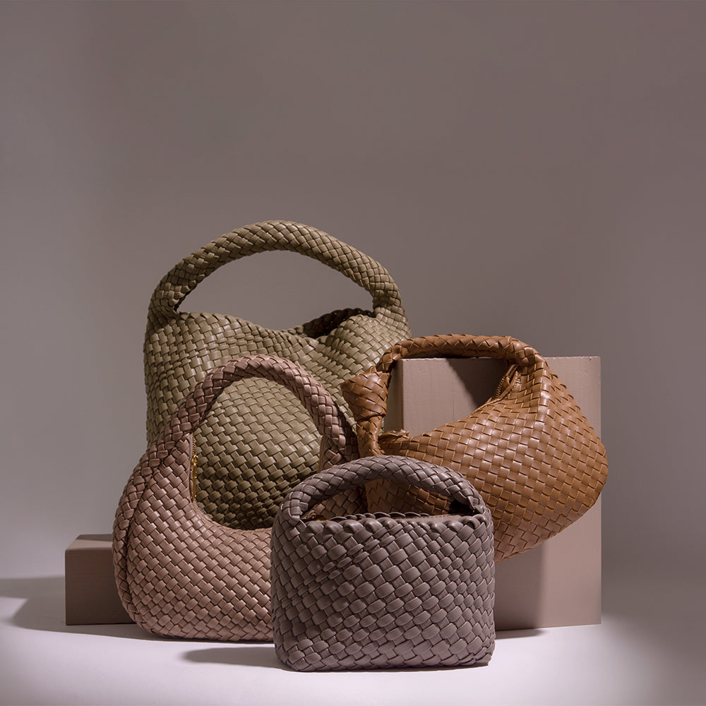 Taupe Johanna Large Recycled Vegan Leather Shoulder Bag - Melie Bianco
