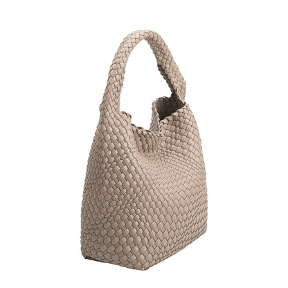 Taupe Johanna Large Recycled Vegan Leather Shoulder Bag - Melie Bianco