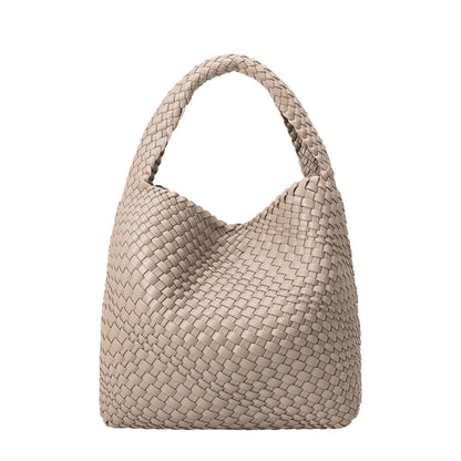 Taupe Johanna Large Recycled Vegan Leather Shoulder Bag - Melie Bianco
