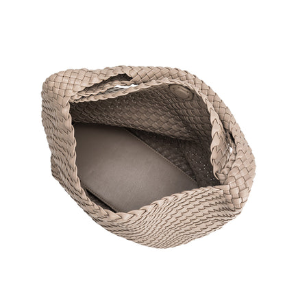 Taupe Johanna Large Recycled Vegan Leather Shoulder Bag - Melie Bianco