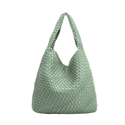 Light Teal Johanna Large Recycled Vegan Leather Shoulder Bag - Melie Bianco