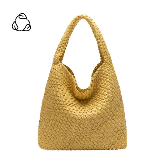 Yellow Johanna Large Recycled Vegan Leather Shoulder Bag - Melie Bianco