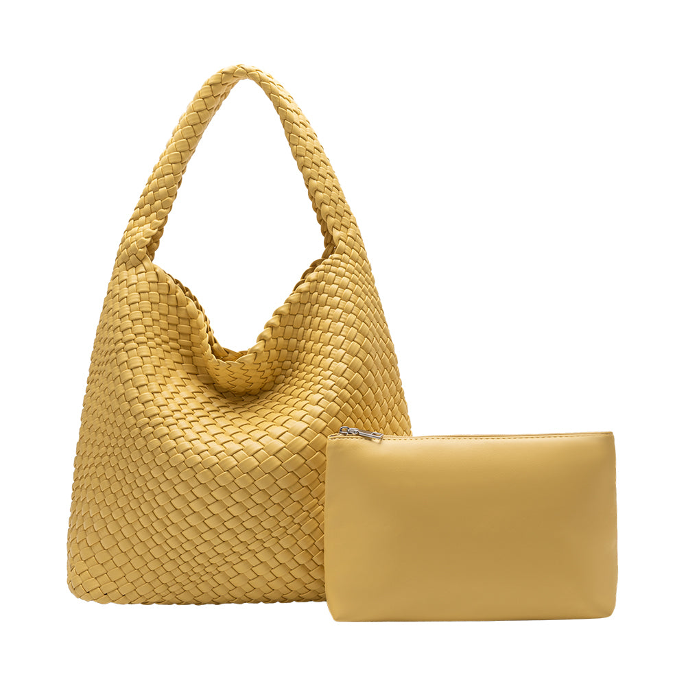 Yellow Johanna Large Recycled Vegan Leather Shoulder Bag - Melie Bianco