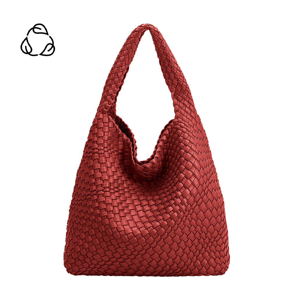 Red Johanna Large Recycled Vegan Leather Shoulder Bag - Melie Bianco