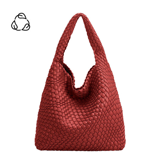 Red Johanna Large Recycled Vegan Leather Shoulder Bag - Melie Bianco