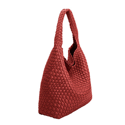 Red Johanna Large Recycled Vegan Leather Shoulder Bag - Melie Bianco